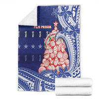 Northern Mariana Islands Christmas Blanket Seashell Xmas Tree Tribal Waves - Polynesian Pride