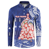 Northern Mariana Islands Christmas Button Sweatshirt Seashell Xmas Tree Tribal Waves - Polynesian Pride