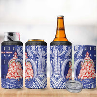 Northern Mariana Islands Christmas 4 in 1 Can Cooler Tumbler Seashell Xmas Tree Tribal Waves DT05 - Polynesian Pride