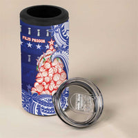 Northern Mariana Islands Christmas 4 in 1 Can Cooler Tumbler Seashell Xmas Tree Tribal Waves DT05 - Polynesian Pride