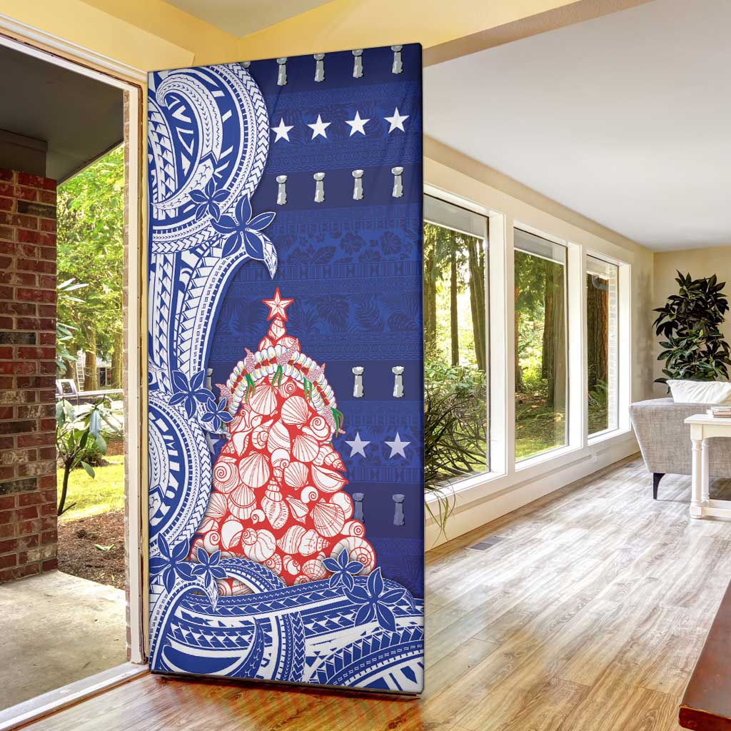 Northern Mariana Islands Christmas Door Cover Seashell Xmas Tree Tribal Waves DT05 - Polynesian Pride