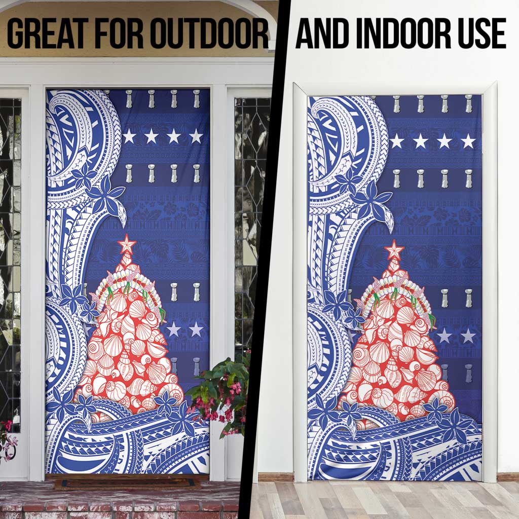 Northern Mariana Islands Christmas Door Cover Seashell Xmas Tree Tribal Waves DT05 - Polynesian Pride