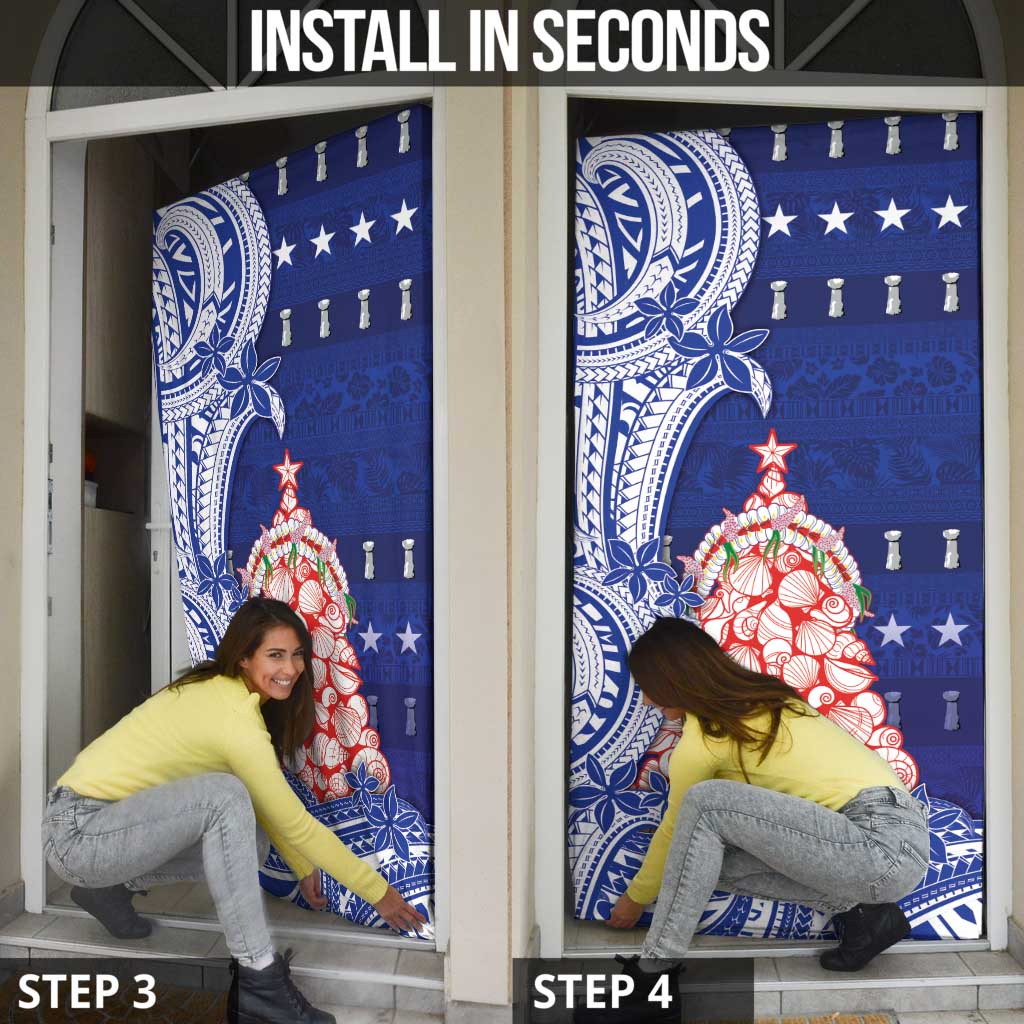 Northern Mariana Islands Christmas Door Cover Seashell Xmas Tree Tribal Waves DT05 - Polynesian Pride