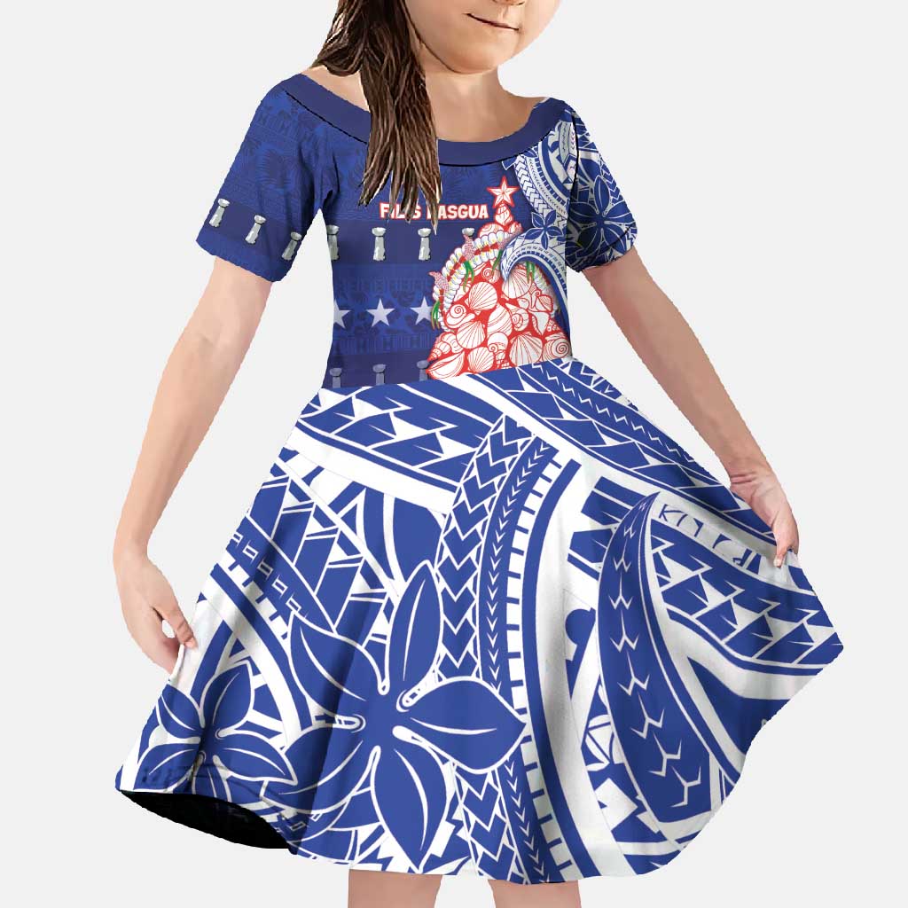 Northern Mariana Islands Christmas Family Matching Summer Maxi Dress and Hawaiian Shirt Seashell Xmas Tree Tribal Waves - Polynesian Pride