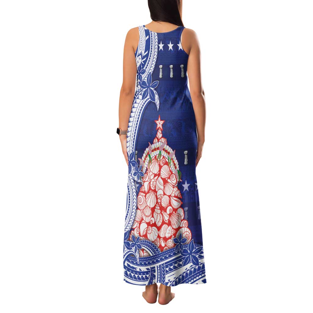 Northern Mariana Islands Christmas Family Matching Tank Maxi Dress and Hawaiian Shirt Seashell Xmas Tree Tribal Waves - Polynesian Pride