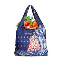 Northern Mariana Islands Christmas Grocery Bag Seashell Xmas Tree Tribal Waves DT05 1-pack One Size Navy - Polynesian Pride