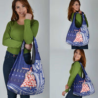 Northern Mariana Islands Christmas Grocery Bag Seashell Xmas Tree Tribal Waves DT05 - Polynesian Pride
