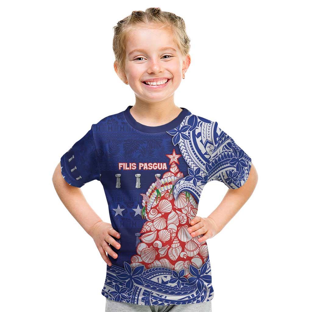Northern Mariana Islands Christmas Kid T Shirt Seashell Xmas Tree Tribal Waves - Polynesian Pride