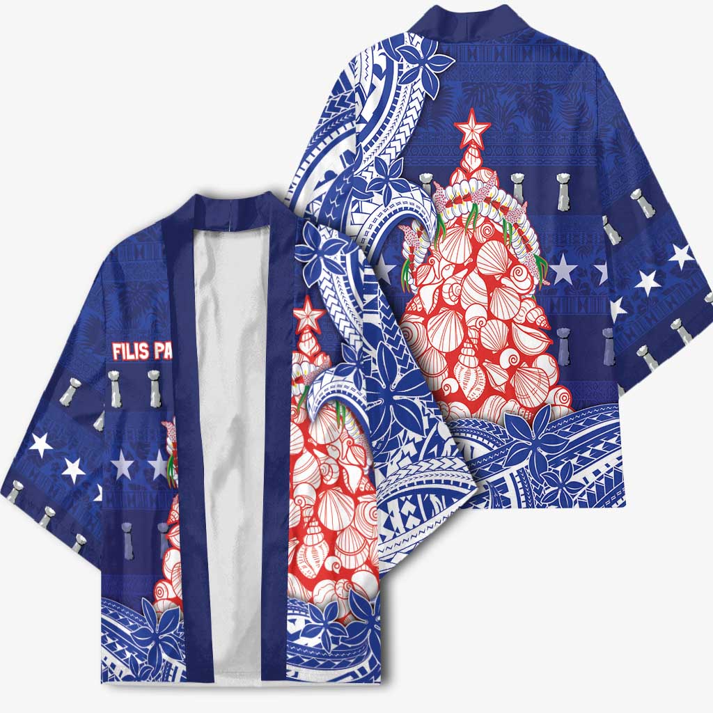 Northern Mariana Islands Christmas Kimono Seashell Xmas Tree Tribal Waves DT05 - Polynesian Pride