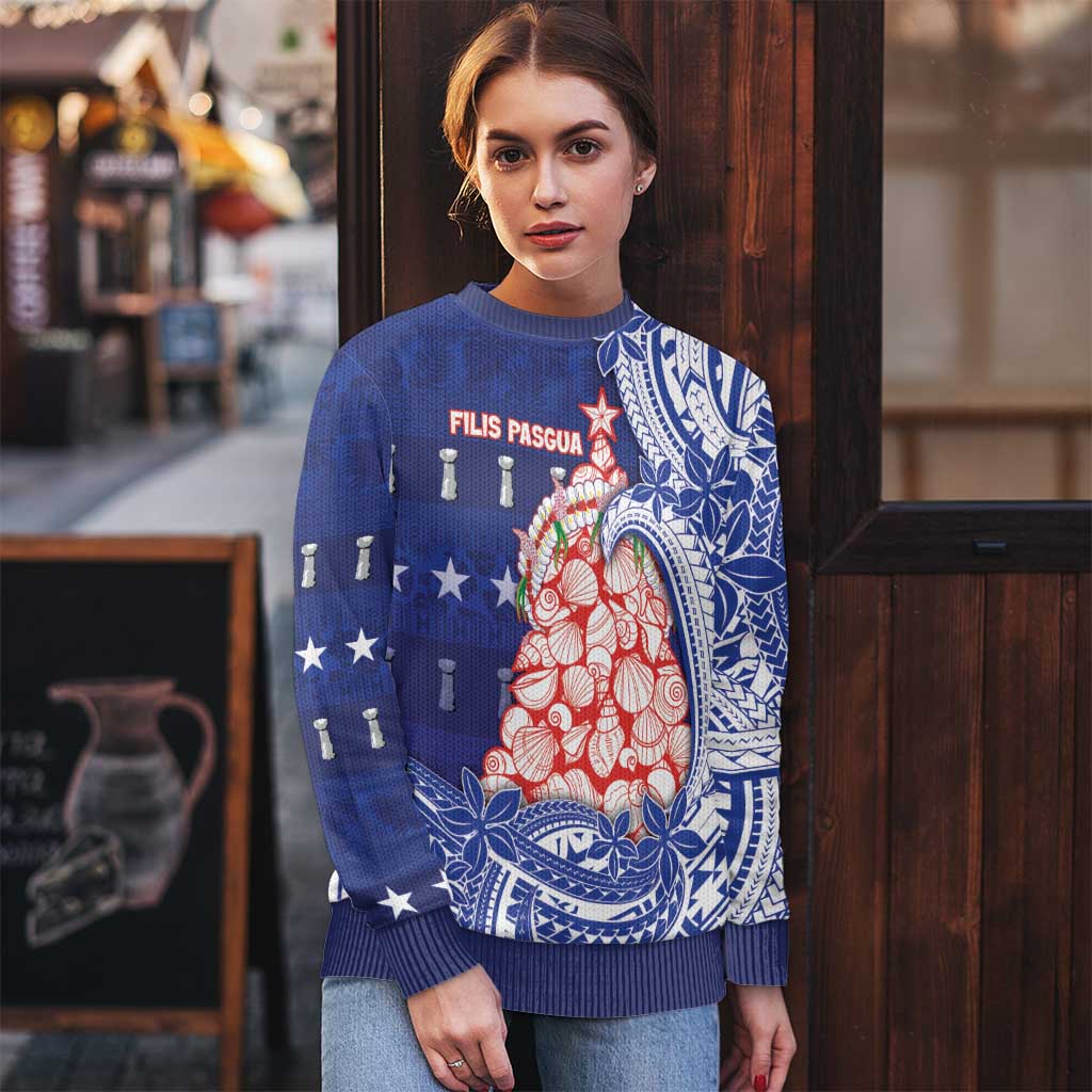 Northern Mariana Islands Christmas Ugly Christmas Sweater Seashell Xmas Tree Tribal Waves - Polynesian Pride