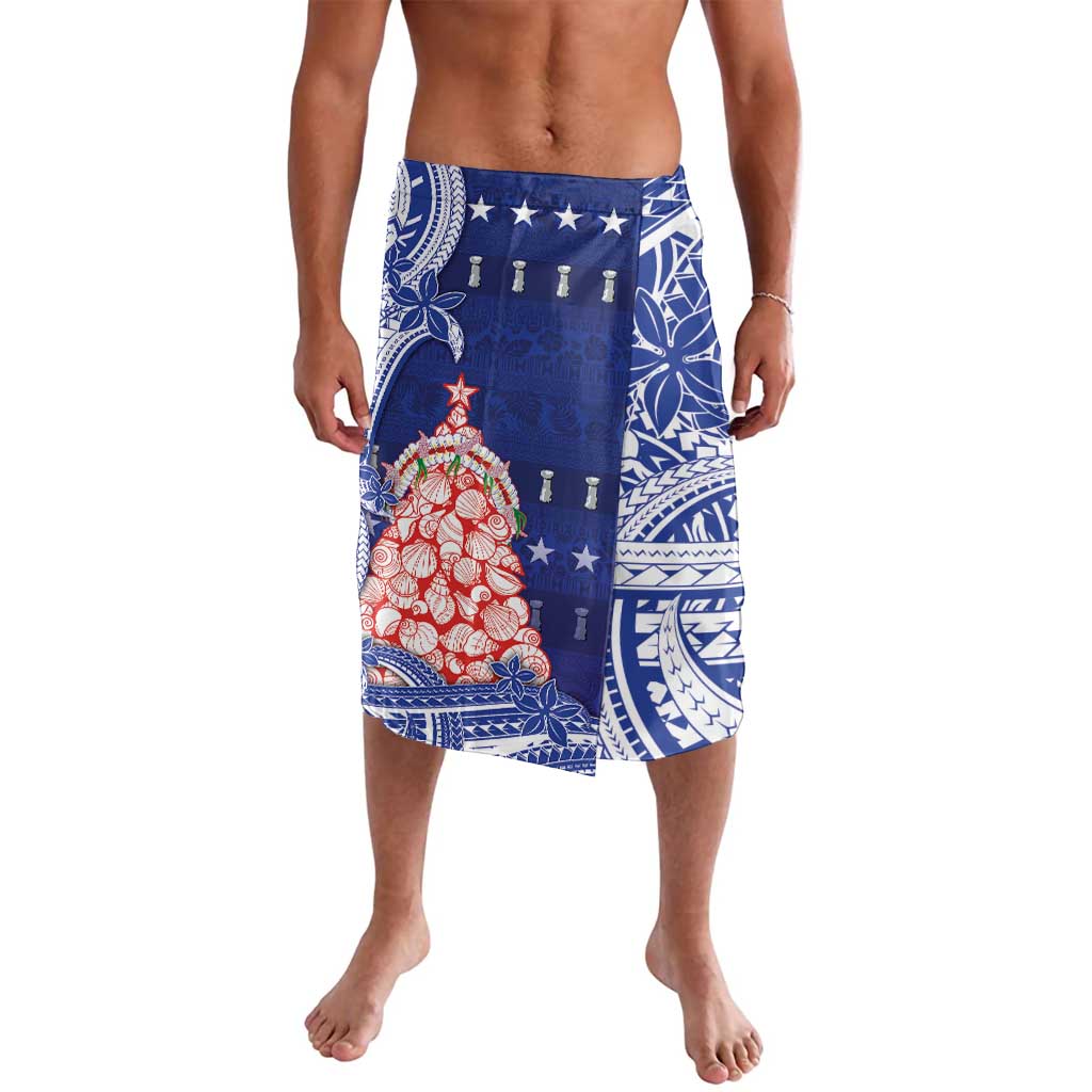 Northern Mariana Islands Christmas Lavalava Seashell Xmas Tree Tribal Waves - Polynesian Pride