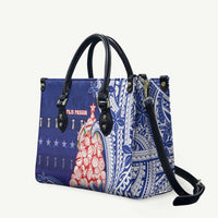Northern Mariana Islands Christmas Leather Bag Seashell Xmas Tree Tribal Waves DT05 Navy - Polynesian Pride