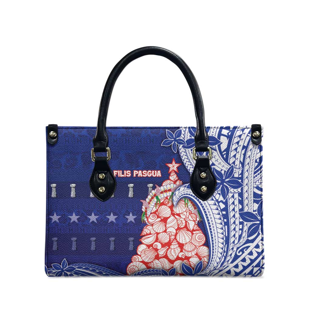 Northern Mariana Islands Christmas Leather Bag Seashell Xmas Tree Tribal Waves DT05 - Polynesian Pride