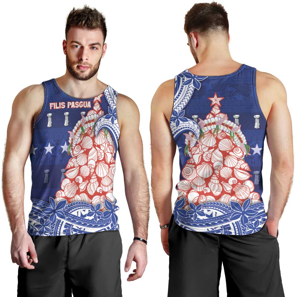 Northern Mariana Islands Christmas Men Tank Top Seashell Xmas Tree Tribal Waves - Polynesian Pride