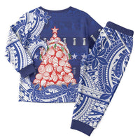 Northern Mariana Islands Christmas Pajama Set Seashell Xmas Tree Tribal Waves - Polynesian Pride