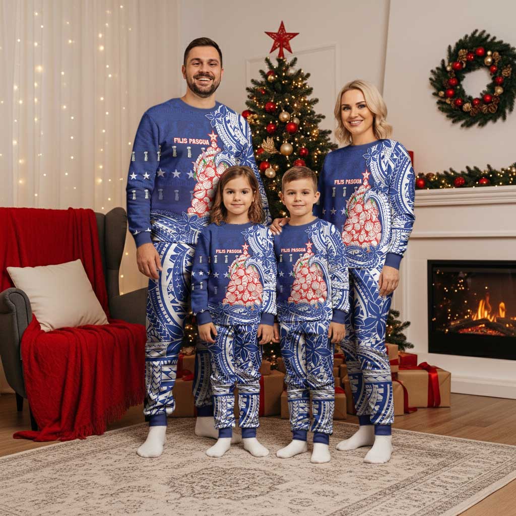 Northern Mariana Islands Christmas Pajama Set Seashell Xmas Tree Tribal Waves - Polynesian Pride