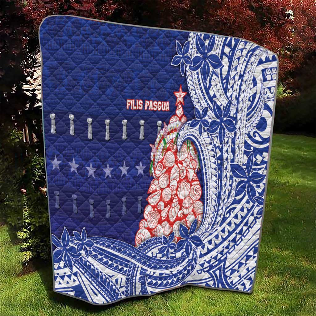 Northern Mariana Islands Christmas Quilt Seashell Xmas Tree Tribal Waves - Polynesian Pride