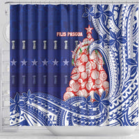 Northern Mariana Islands Christmas Shower Curtain Seashell Xmas Tree Tribal Waves - Polynesian Pride