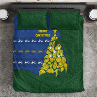 Solomon Islands Christmas Bedding Set Seashell Xmas Tree Tribal Waves - Polynesian Pride