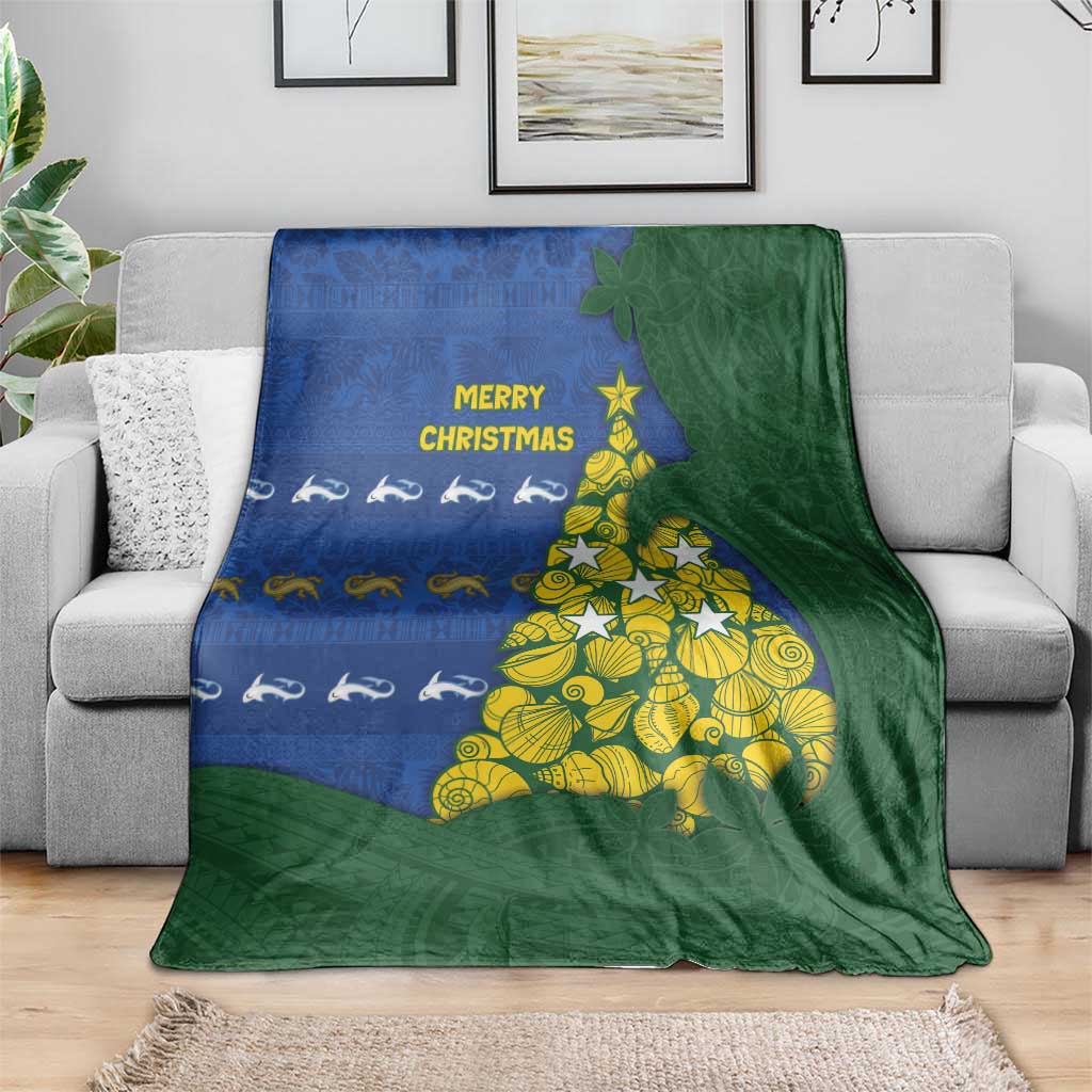 Solomon Islands Christmas Blanket Seashell Xmas Tree Tribal Waves - Polynesian Pride