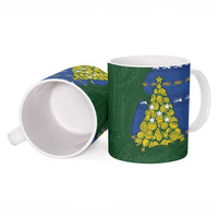 Solomon Islands Christmas Ceramic Mug Seashell Xmas Tree Tribal Waves - Polynesian Pride