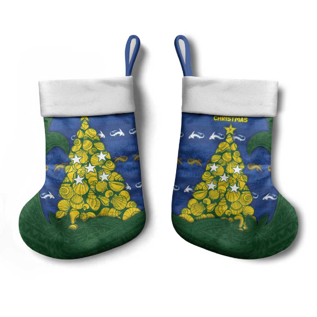 Solomon Islands Christmas Stocking Seashell Xmas Tree Tribal Waves - Polynesian Pride