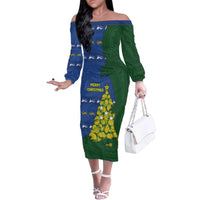 Solomon Islands Christmas Family Matching Off The Shoulder Long Sleeve Dress and Hawaiian Shirt Seashell Xmas Tree Tribal Waves - Polynesian Pride