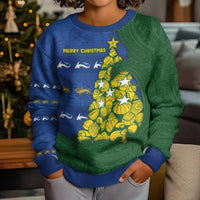 Solomon Islands Christmas Kid Ugly Christmas Sweater Seashell Xmas Tree Tribal Waves - Polynesian Pride