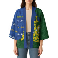 Solomon Islands Christmas Kimono Seashell Xmas Tree Tribal Waves - Polynesian Pride