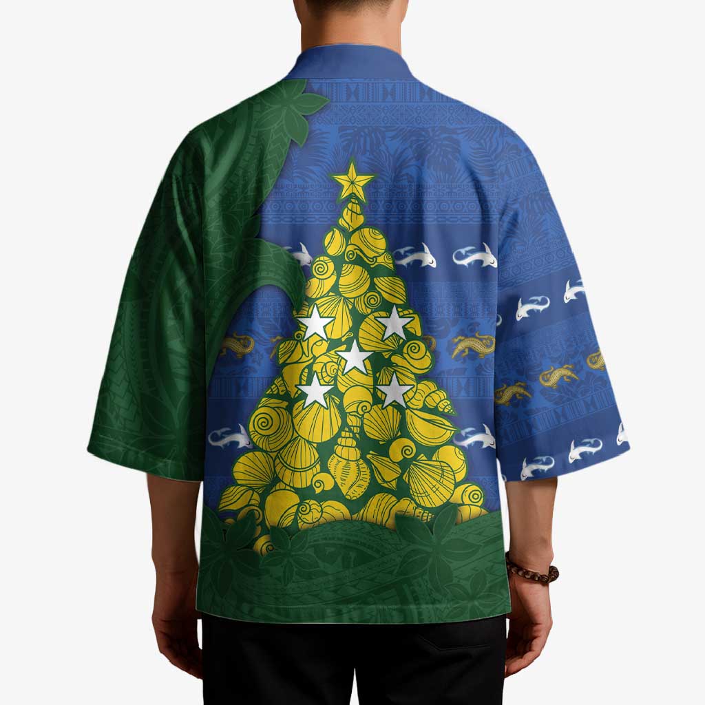 Solomon Islands Christmas Kimono Seashell Xmas Tree Tribal Waves - Polynesian Pride
