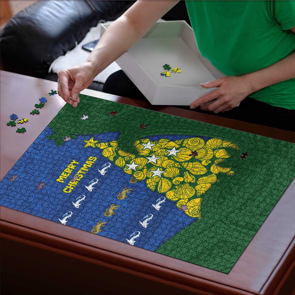 Solomon Islands Christmas Puzzle Seashell Xmas Tree Tribal Waves - Polynesian Pride