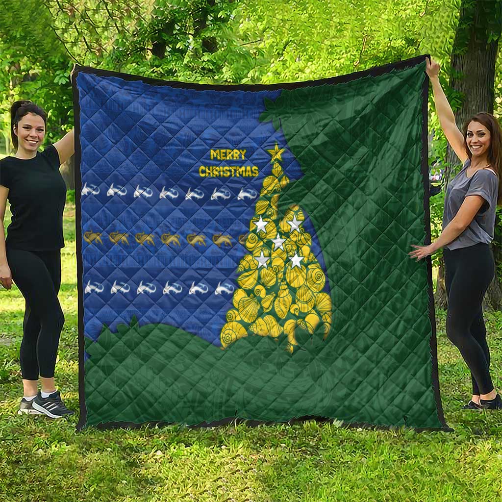 Solomon Islands Christmas Quilt Seashell Xmas Tree Tribal Waves - Polynesian Pride