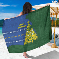 Solomon Islands Christmas Sarong Seashell Xmas Tree Tribal Waves - Polynesian Pride