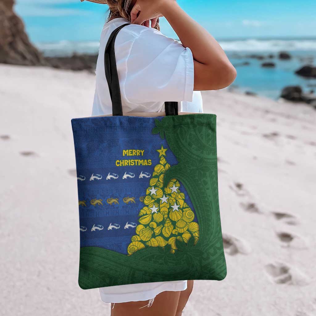 Solomon Islands Christmas Tote Bag Seashell Xmas Tree Tribal Waves DT05 - Polynesian Pride