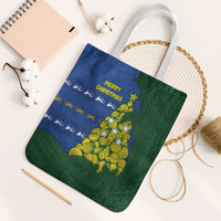 Solomon Islands Christmas Tote Bag Seashell Xmas Tree Tribal Waves DT05 White Strap One Size Navy - Polynesian Pride