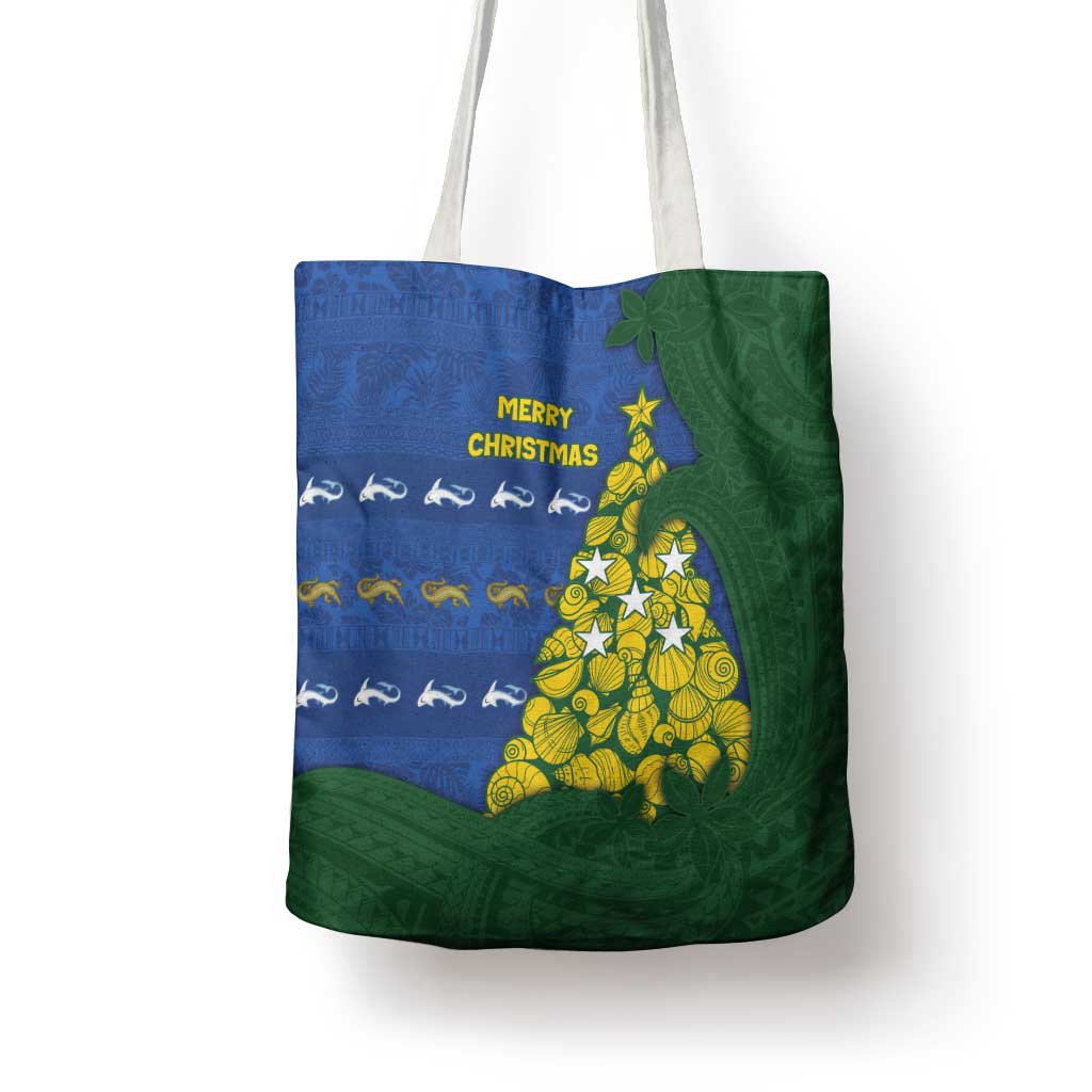 Solomon Islands Christmas Tote Bag Seashell Xmas Tree Tribal Waves DT05 - Polynesian Pride