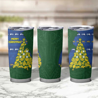 Solomon Islands Christmas Tumbler Cup Seashell Xmas Tree Tribal Waves DT05 - Polynesian Pride