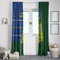 Solomon Islands Christmas Window Curtain Seashell Xmas Tree Tribal Waves - Polynesian Pride