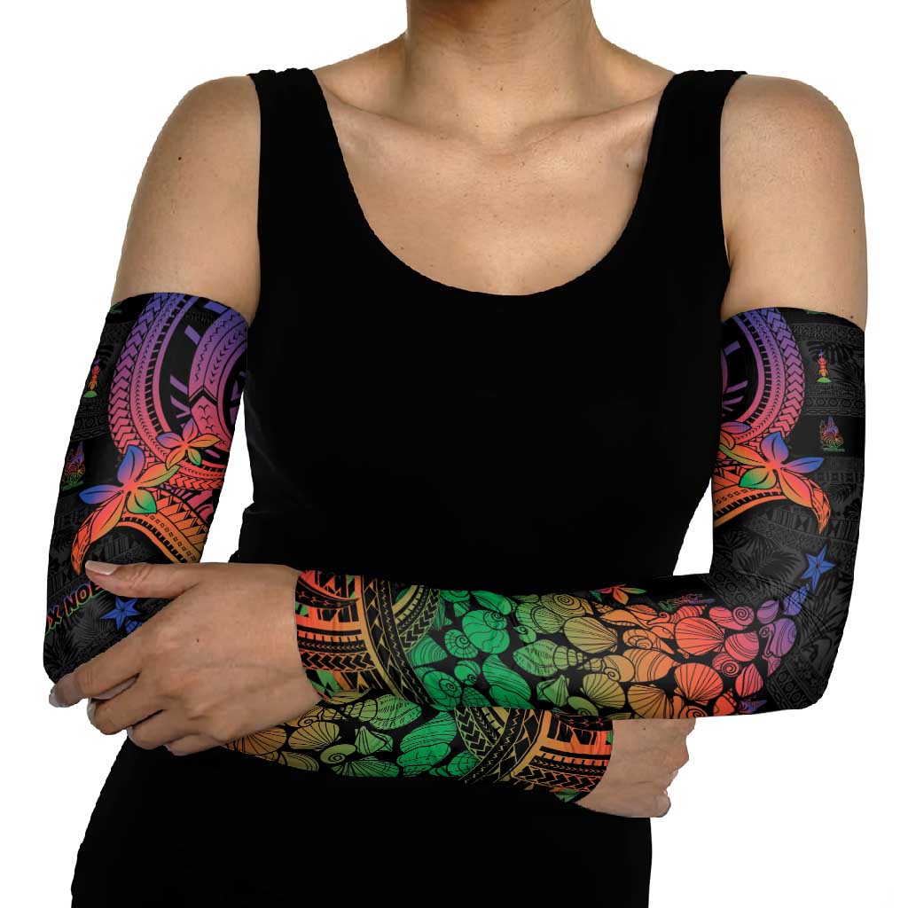 New Caledonia Christmas Arm Sleeves Seashell Xmas Tree Tribal Waves - Polynesian Pride