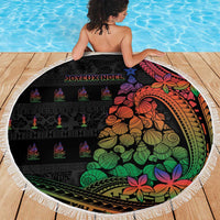 New Caledonia Christmas Beach Blanket Seashell Xmas Tree Tribal Waves - Polynesian Pride