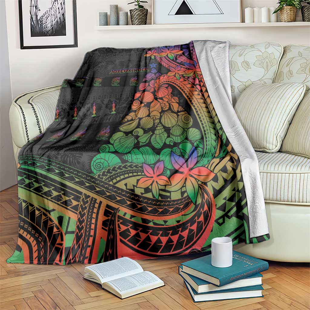 New Caledonia Christmas Blanket Seashell Xmas Tree Tribal Waves - Polynesian Pride