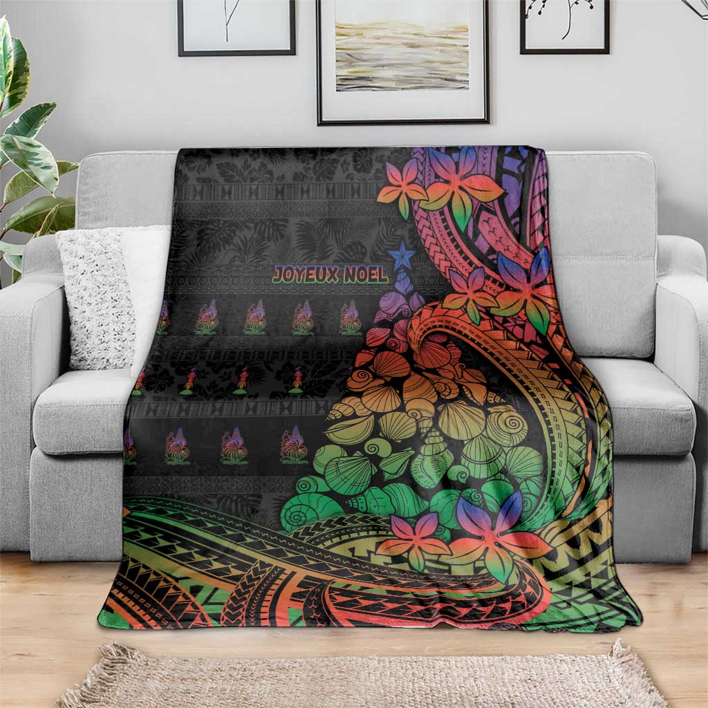 New Caledonia Christmas Blanket Seashell Xmas Tree Tribal Waves - Polynesian Pride
