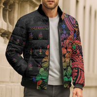 New Caledonia Christmas Bomber Puffer Jacket Seashell Xmas Tree Tribal Waves - Polynesian Pride