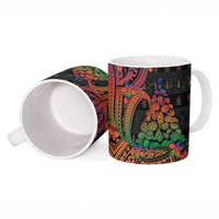 New Caledonia Christmas Ceramic Mug Seashell Xmas Tree Tribal Waves - Polynesian Pride