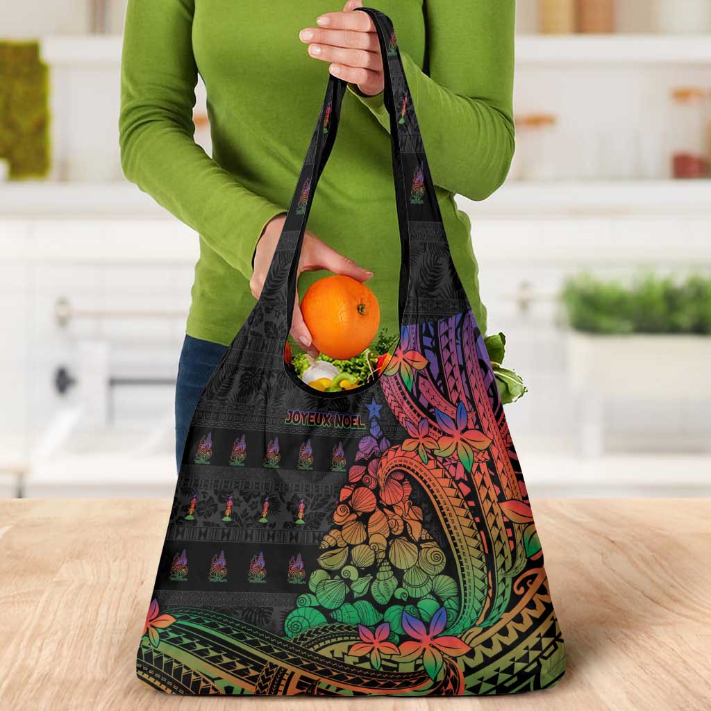 New Caledonia Christmas Grocery Bag Seashell Xmas Tree Tribal Waves - Polynesian Pride