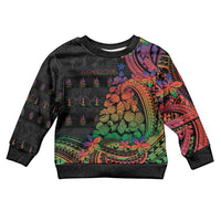 New Caledonia Christmas Kid Ugly Christmas Sweater Seashell Xmas Tree Tribal Waves - Polynesian Pride