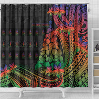 New Caledonia Christmas Shower Curtain Seashell Xmas Tree Tribal Waves - Polynesian Pride