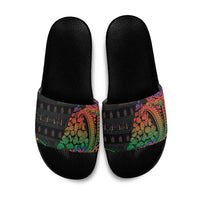 New Caledonia Christmas Slide Sandals Seashell Xmas Tree Tribal Waves - Polynesian Pride