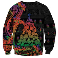 New Caledonia Christmas Sweatshirt Seashell Xmas Tree Tribal Waves - Polynesian Pride