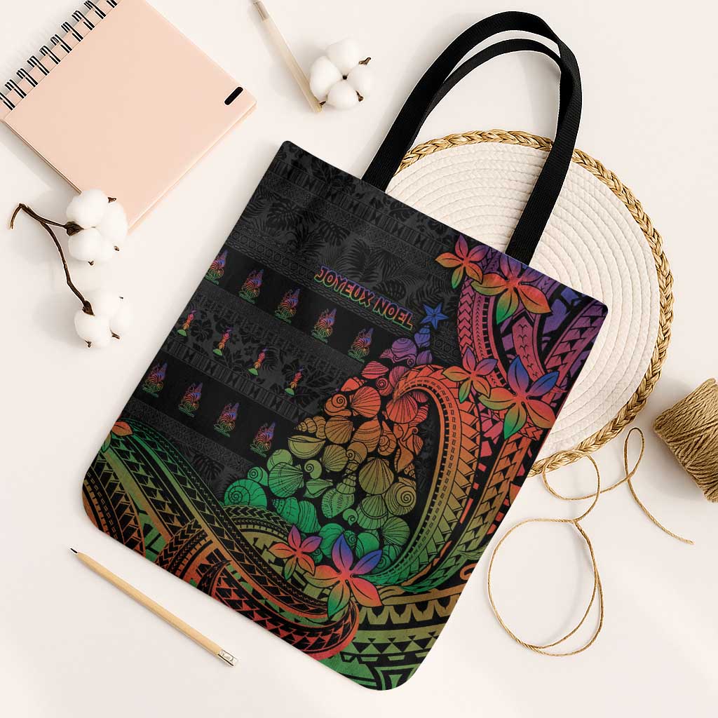 New Caledonia Christmas Tote Bag Seashell Xmas Tree Tribal Waves - Polynesian Pride